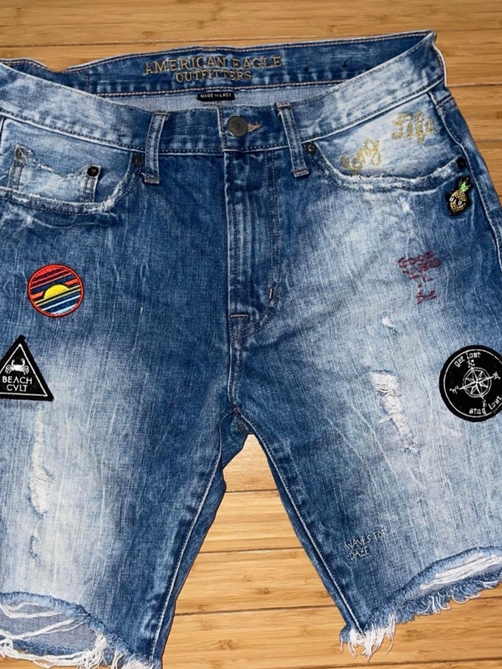 American Eagle Made to Last Patchwork Denim Short